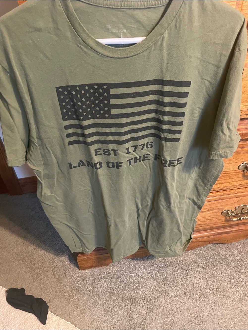 Olive Green 'Land of the Free' Graphic Tee